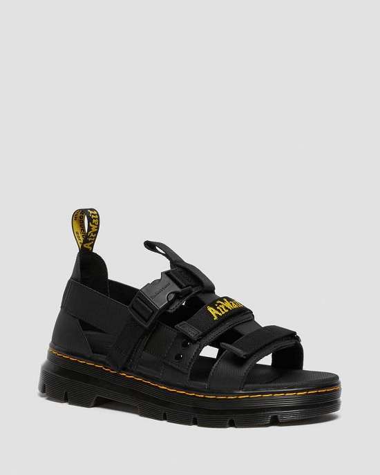 Sandalias Negras Dr. Martens Pearson Strappy Webbing Hombre Negros MX-29783
